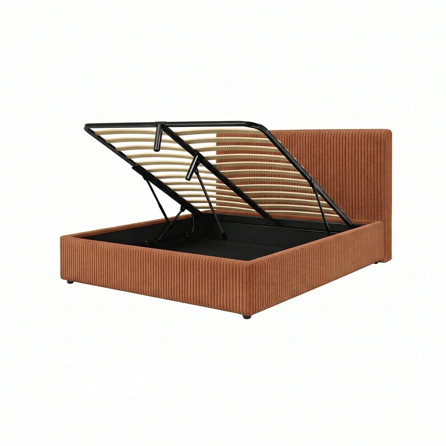 Electric storage bed with headboard, corduroy upholstery, remote control - Futura design collection