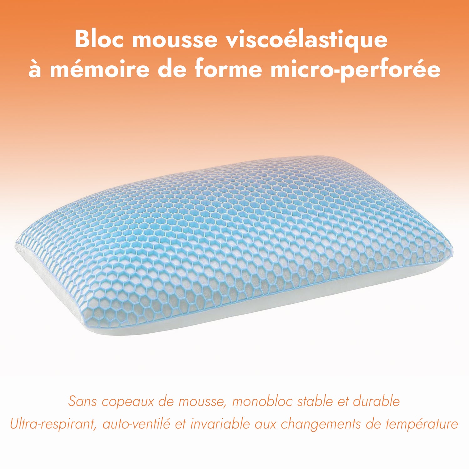 Oreiller mémoire de forme intelligent, structure alvéolée - Collection TPE