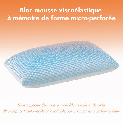 Oreiller mémoire de forme intelligent, structure alvéolée - Collection TPE