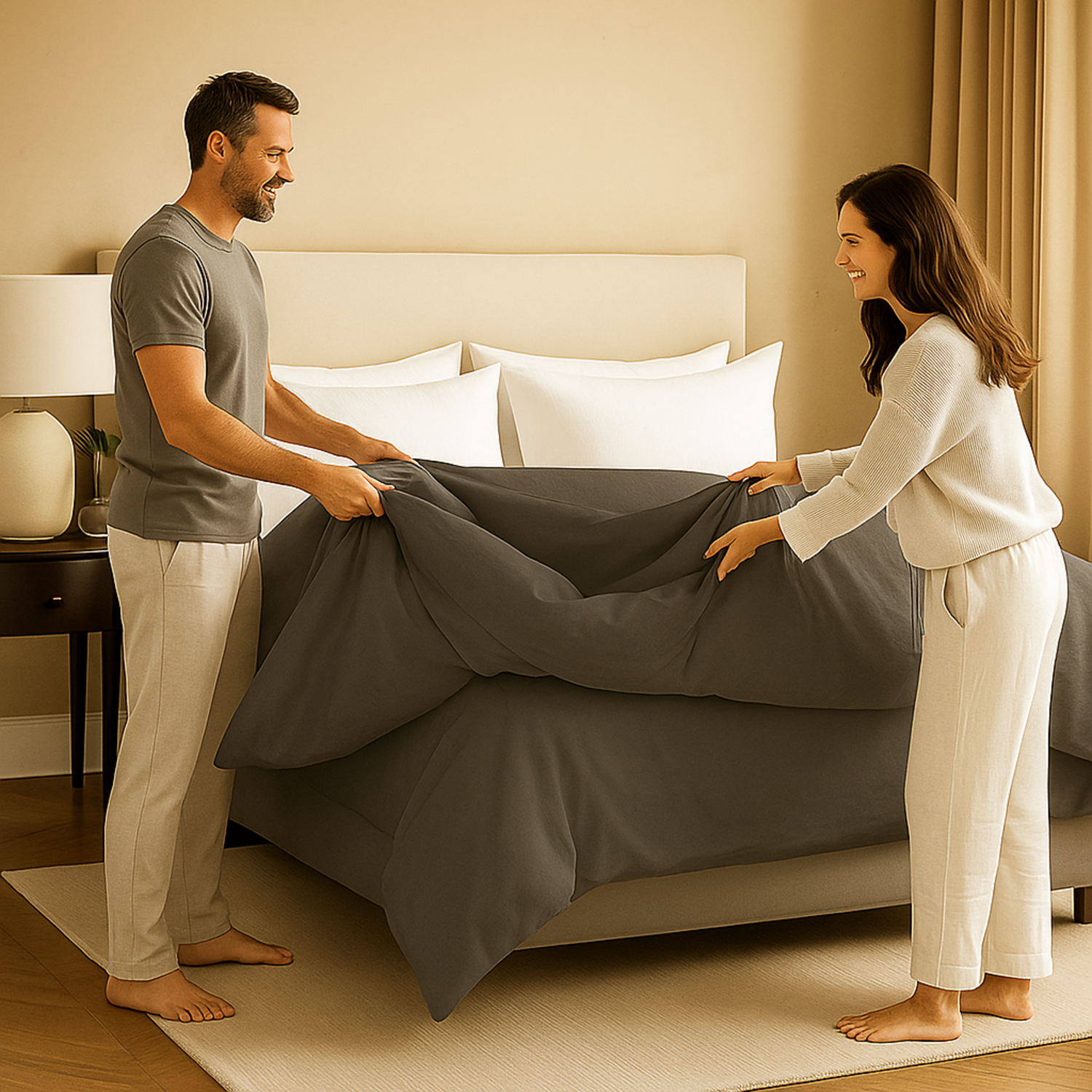 Housse de couette unie, douce et respirante : Gris ardoise