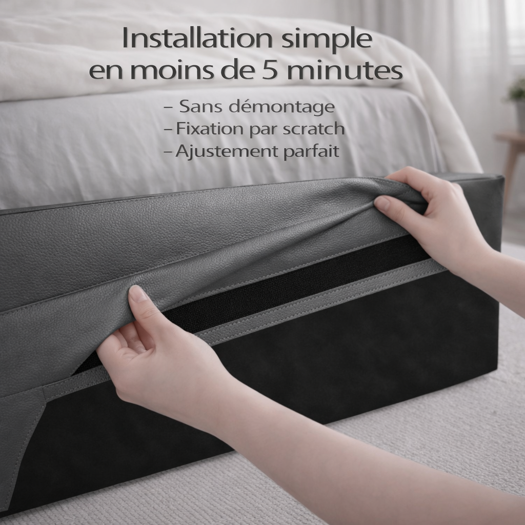 Housse structure lit coffre simili cuir gris