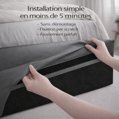 Housse structure lit coffre simili cuir gris