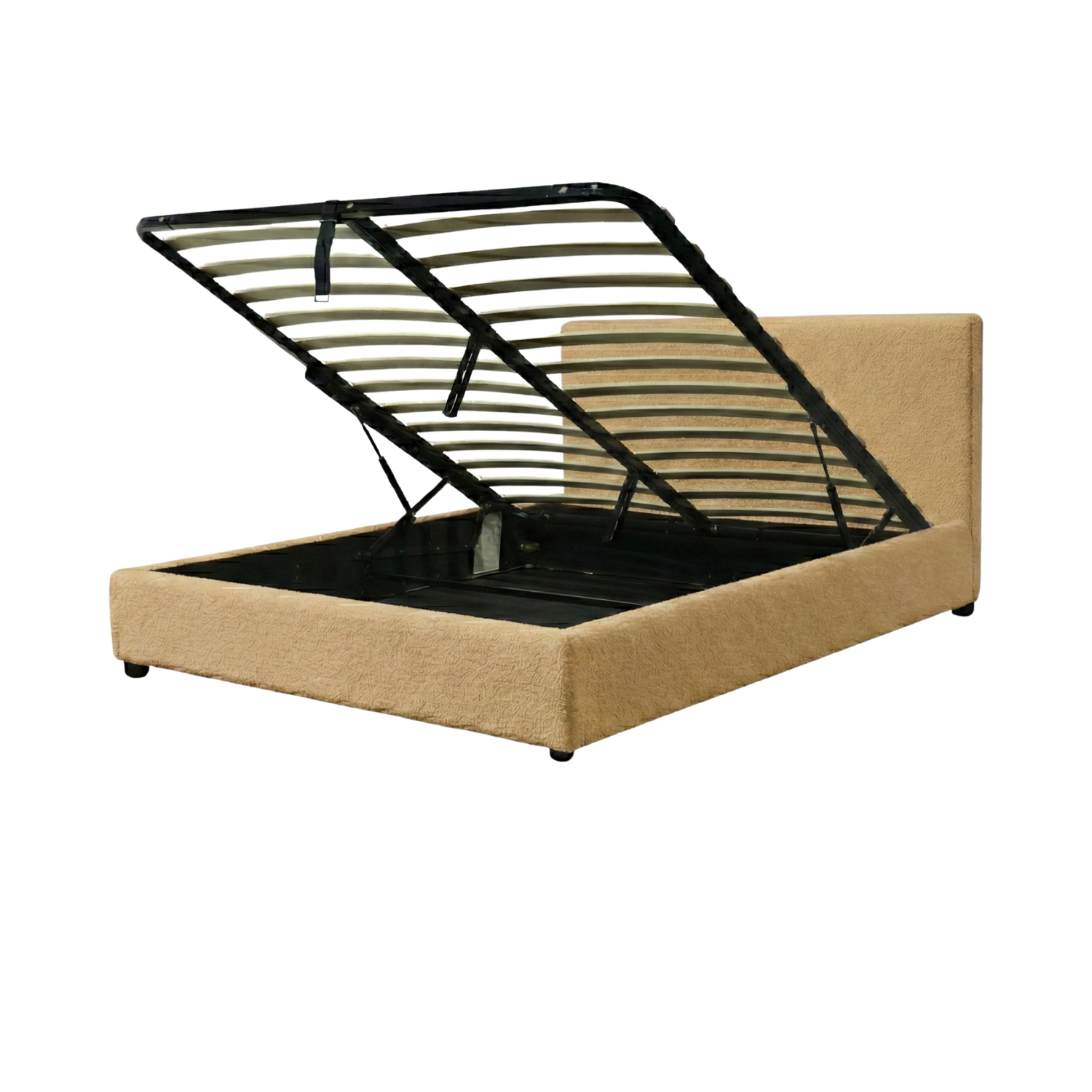 Boucle-upholstered storage bed with headboard and ample storage space - Versailles Collection