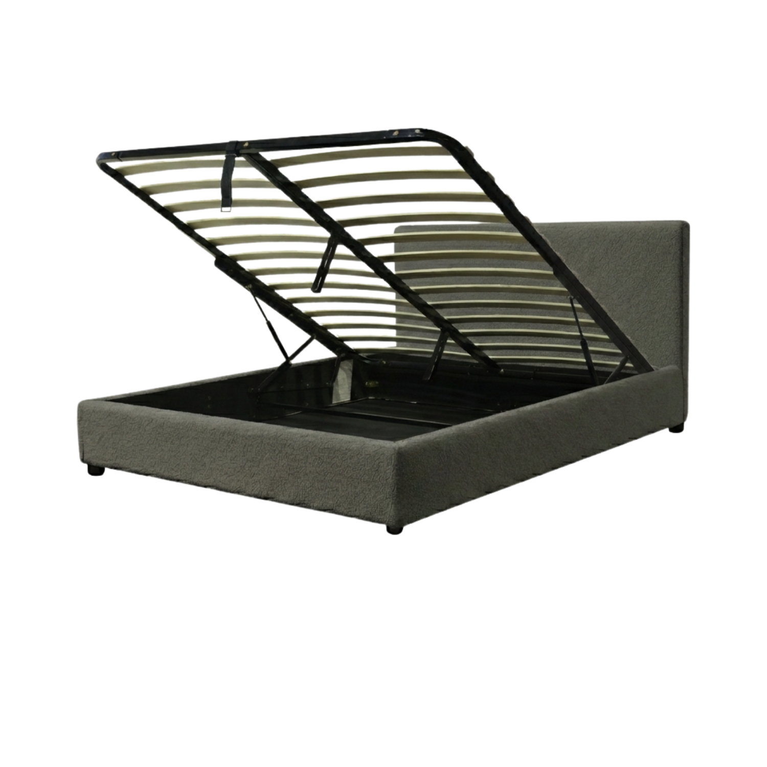 Boucle-upholstered storage bed with headboard and ample storage space - Versailles Collection