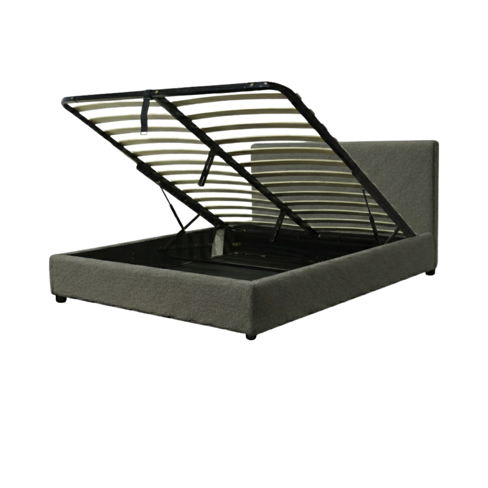 Boucle-upholstered storage bed with headboard and ample storage space - Versailles Collection