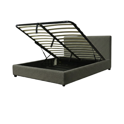 Boucle-upholstered storage bed with headboard and ample storage space - Versailles Collection