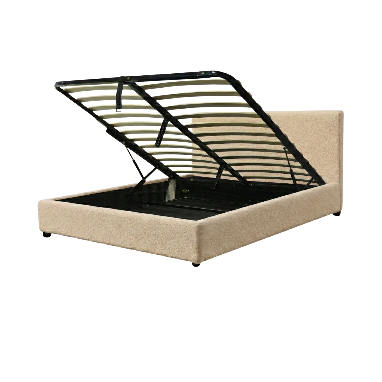 Boucle-upholstered storage bed with headboard and ample storage space - Versailles Collection