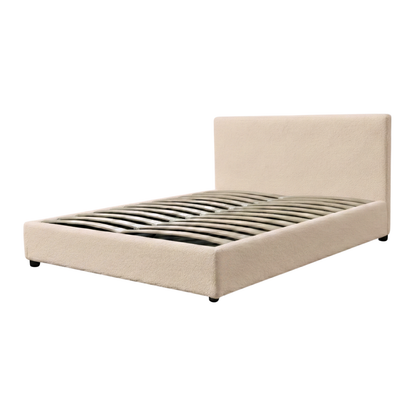 Boucle-upholstered storage bed with headboard and ample storage space - Versailles Collection