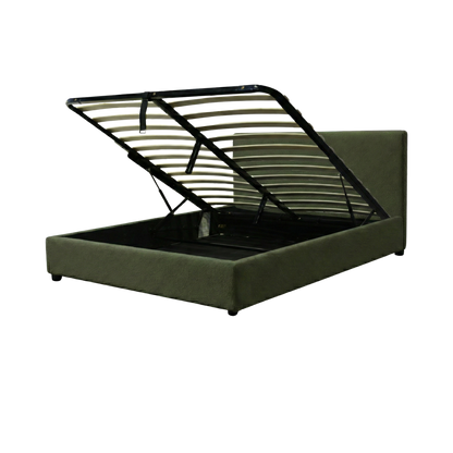 Boucle-upholstered storage bed with headboard and ample storage space - Versailles Collection