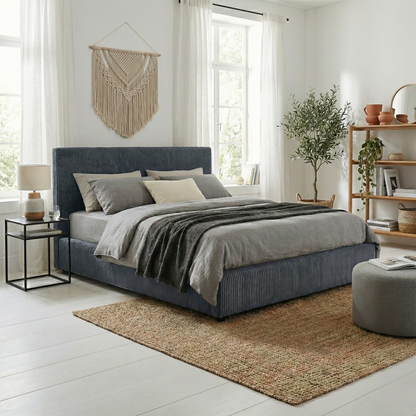 Corduroy storage bed, headboard, large storage space - Versailles Collection