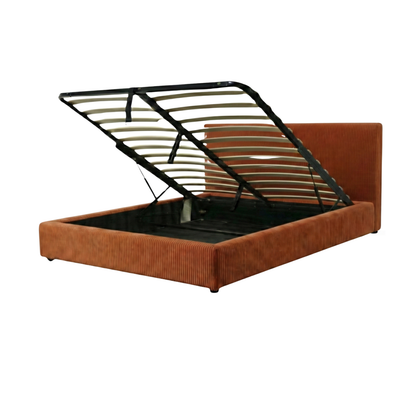 Corduroy storage bed, headboard, large storage space - Versailles Collection