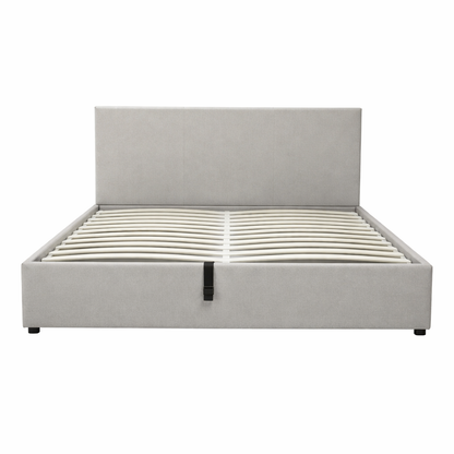 Fabric storage bed with headboard and large storage space - Versailles Collection