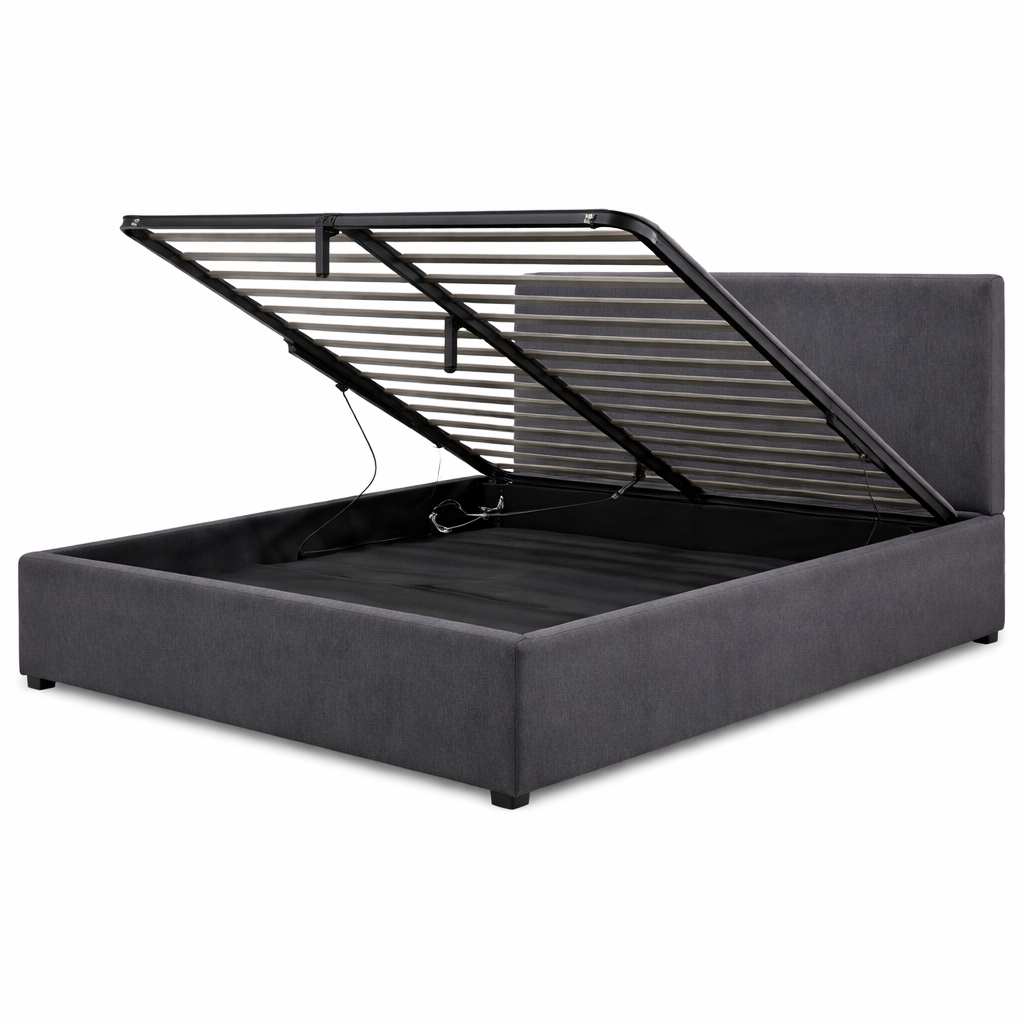 Fabric storage bed with headboard and large storage space - Versailles Collection