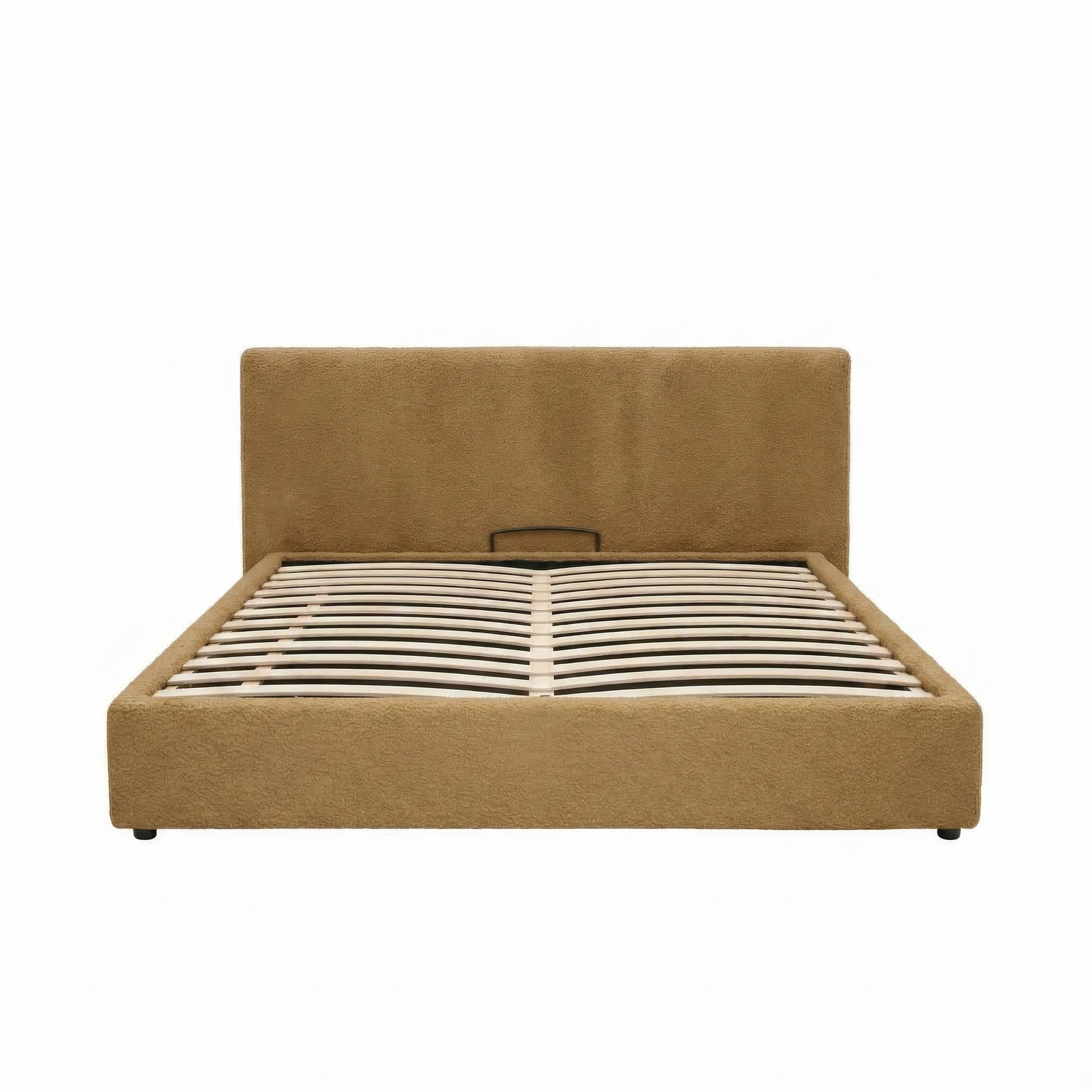 Electric storage bed with headboard, bouclé fabric, and remote control - Futura design collection
