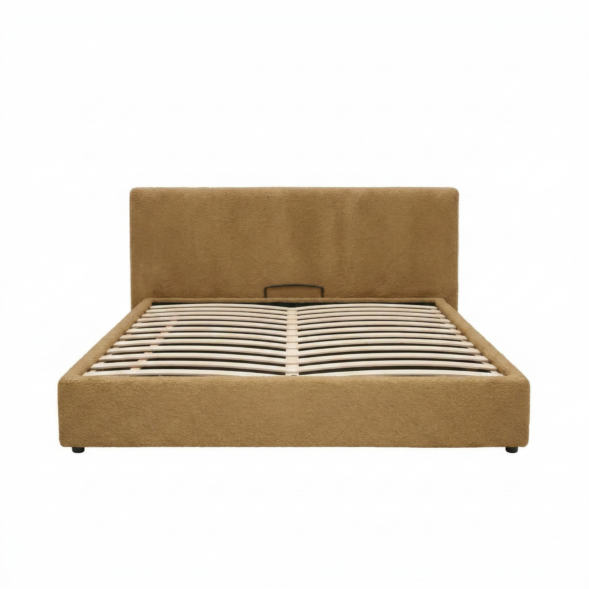 Electric storage bed with headboard, bouclé fabric, and remote control - Futura design collection