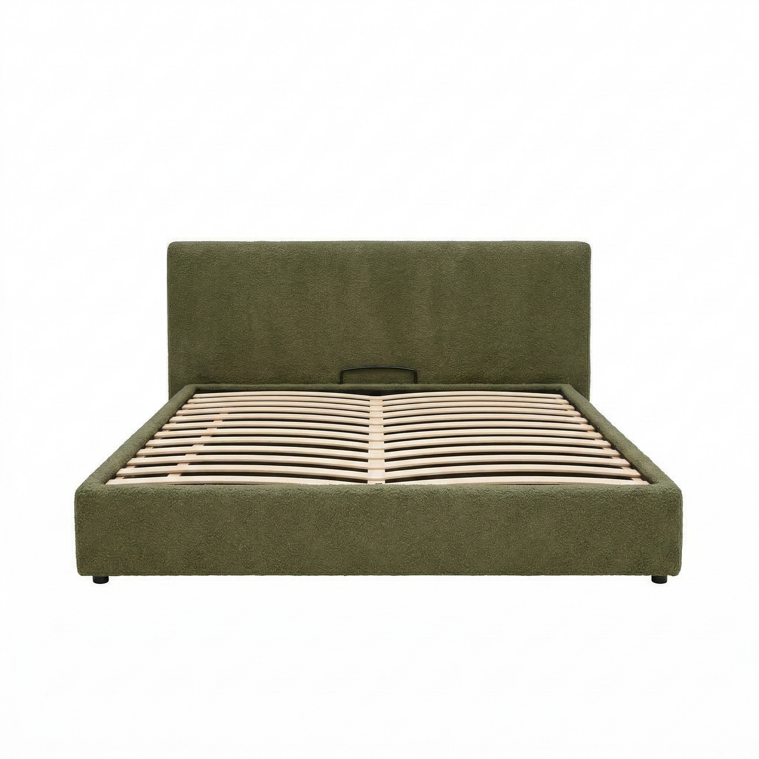 Electric storage bed with headboard, bouclé fabric, and remote control - Futura design collection