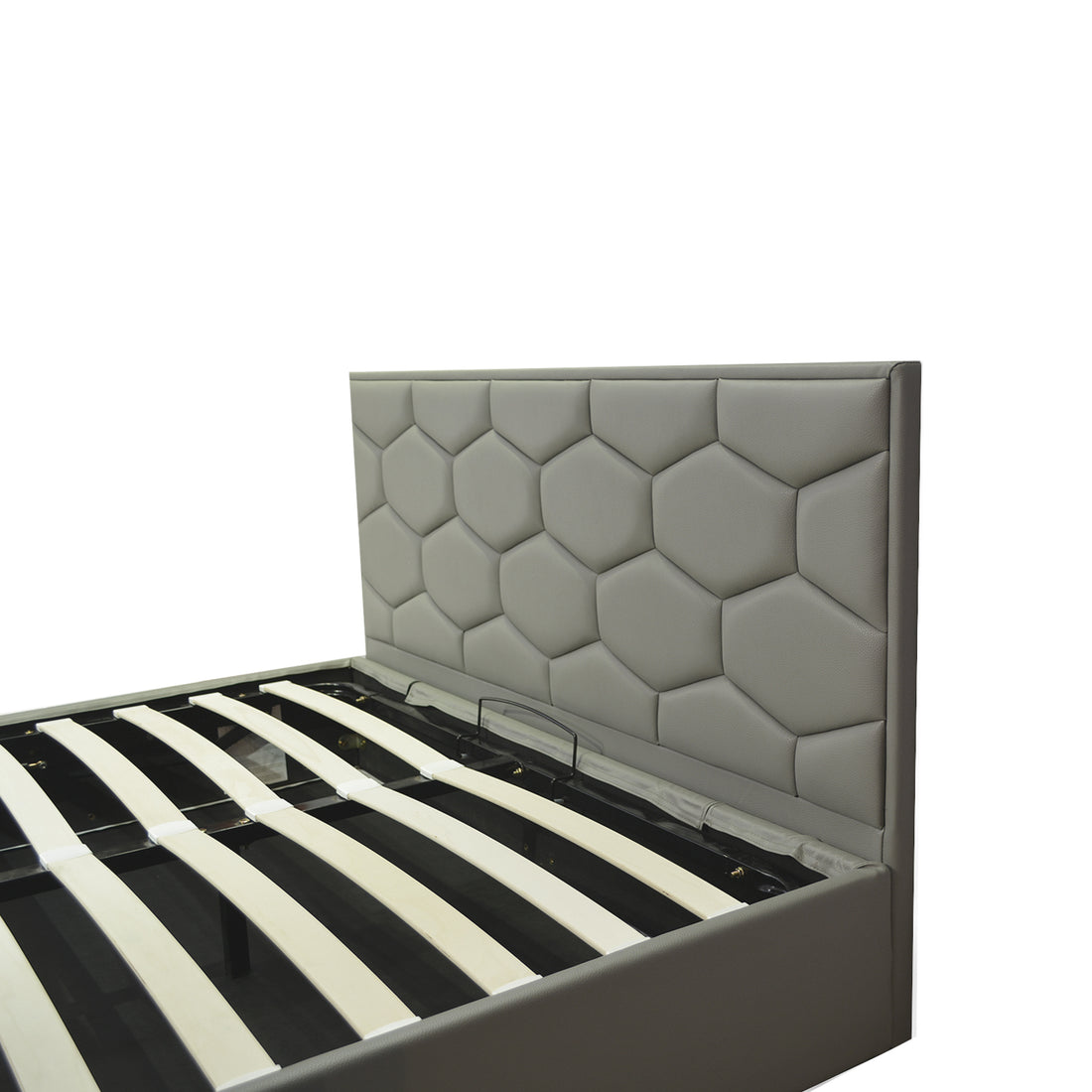 Lit coffre VariLuxe innovant - Tête de lit interchangeable : Simili cuir et grand coffre