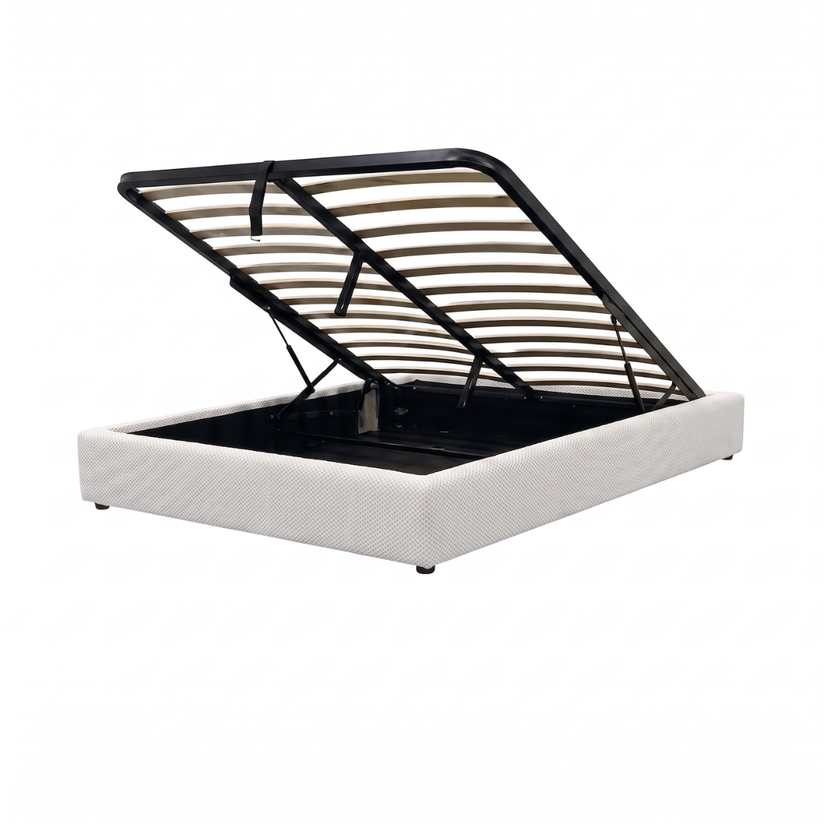 Lit coffre tissu Mesh 3D, lattes flexibles, grand espace de stockage - Collection Vegas