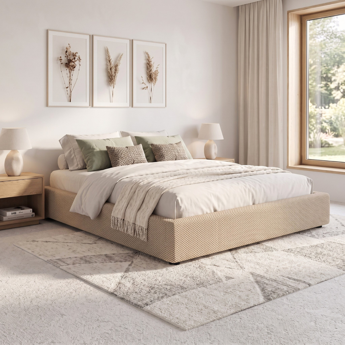 Lit coffre tissu Mesh 3D, lattes flexibles, grand espace de stockage - Collection Vegas