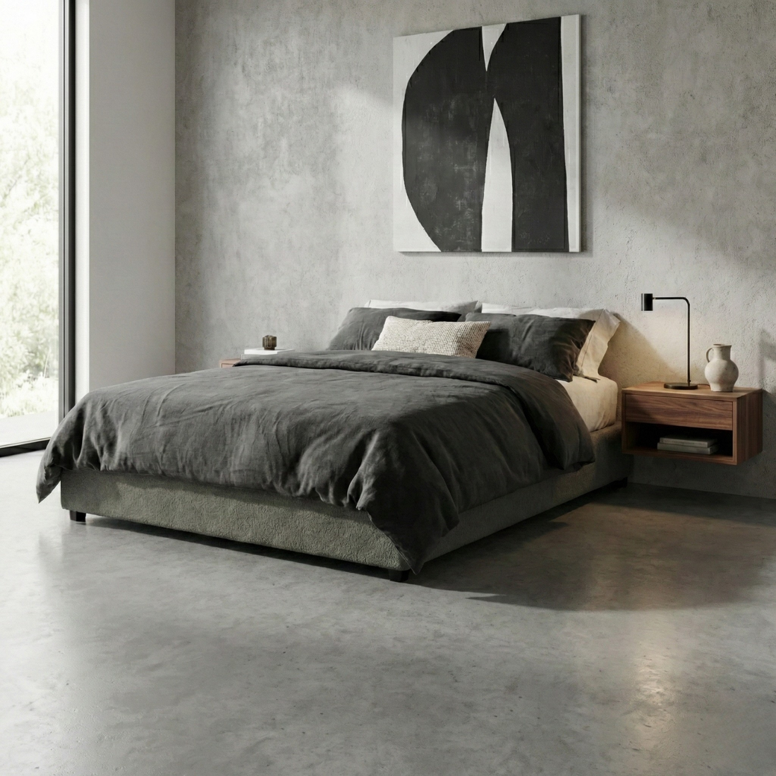 Lit coffre bouclette, lattes flexibles, grand espace de stockage - Collection Vegas