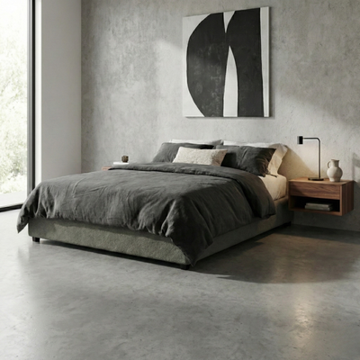 Lit coffre bouclette, lattes flexibles, grand espace de stockage - Collection Vegas