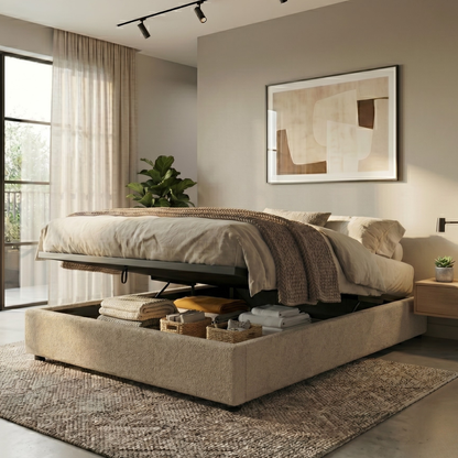 Loop pile storage bed, flexible slats, large storage space - Vegas Collection