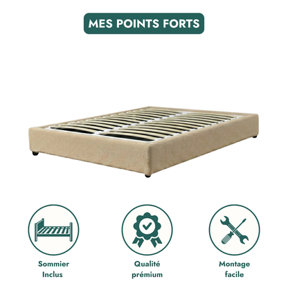 Loop pile storage bed, flexible slats, large storage space - Vegas Collection