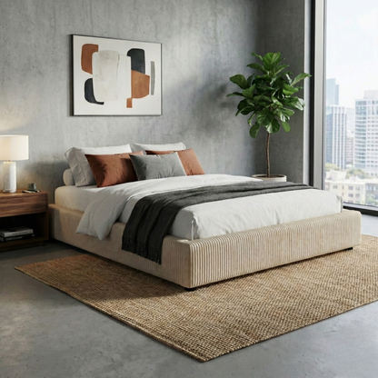 Corduroy storage bed, flexible slats, large storage space - Vegas Collection