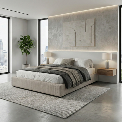 Corduroy storage bed, flexible slats, large storage space - Vegas Collection