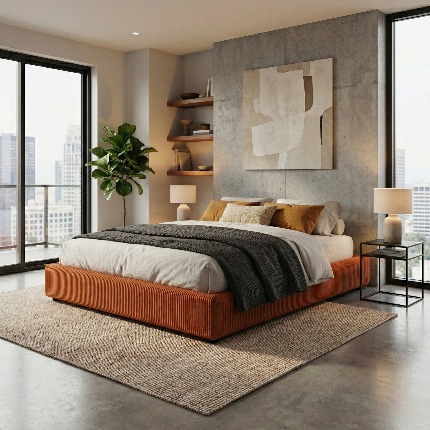 Corduroy storage bed, flexible slats, large storage space - Vegas Collection