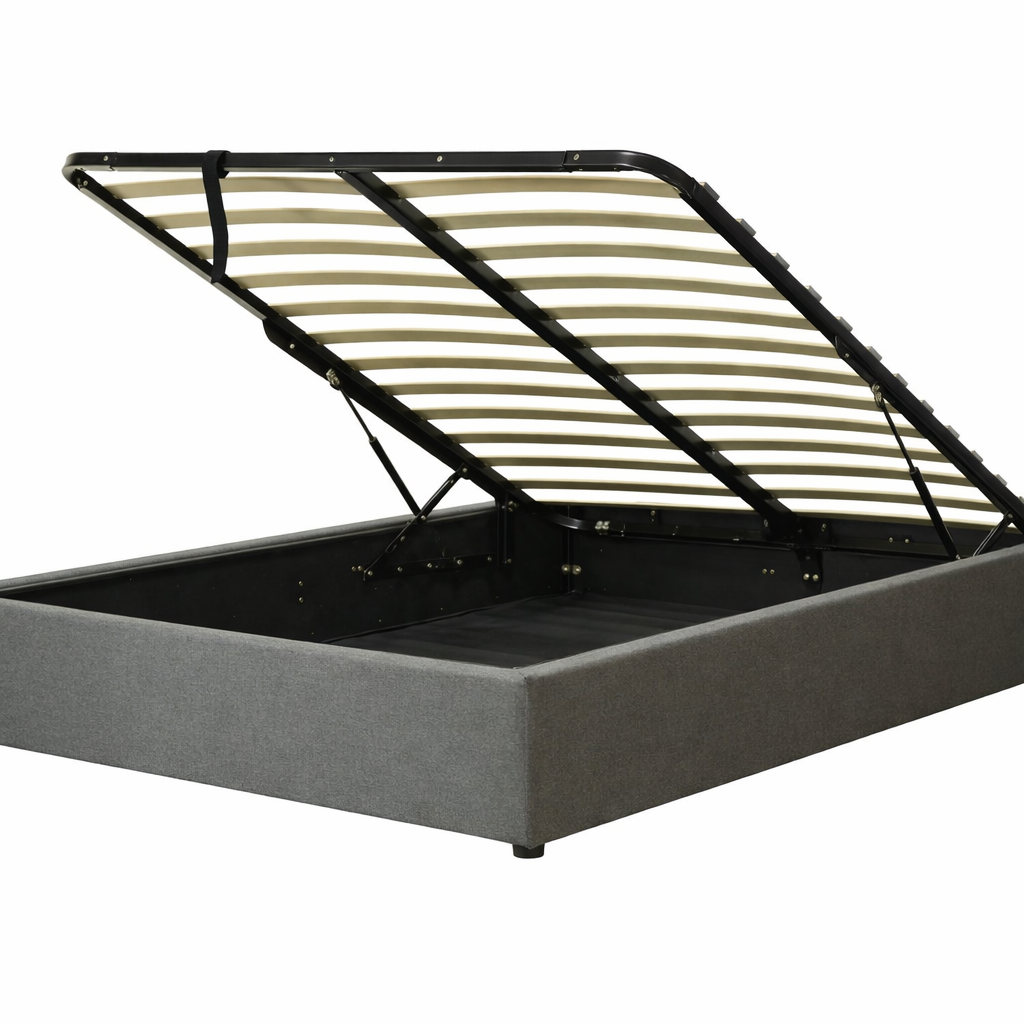 Fabric storage bed, flexible slats, large storage space - Vegas Collection