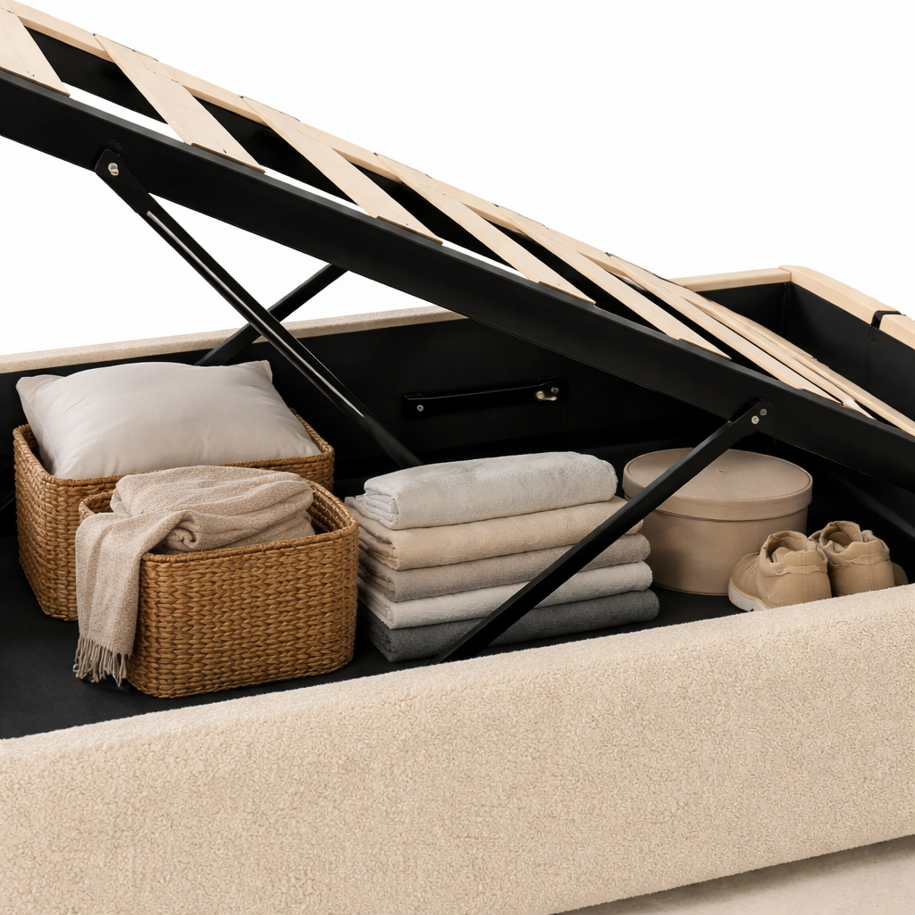 Loop pile storage bed, flexible slats, large storage space - Vegas Collection