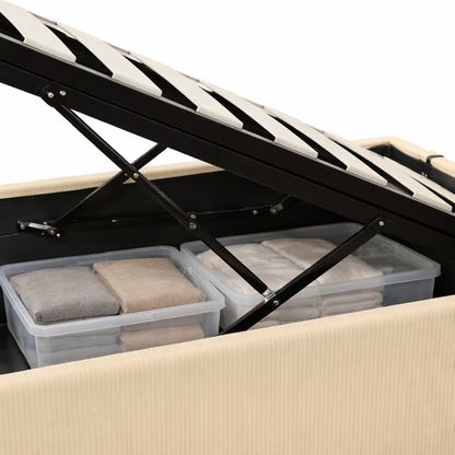 Corduroy storage bed, flexible slats, large storage space - Vegas Collection
