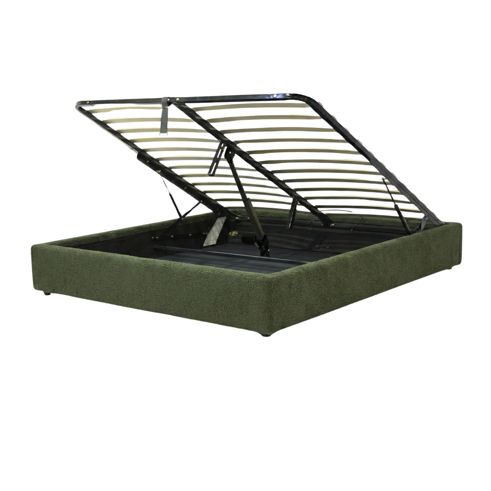 Electric storage bed with bouclé fabric, remote control, flexible slatted base - Futura Collection