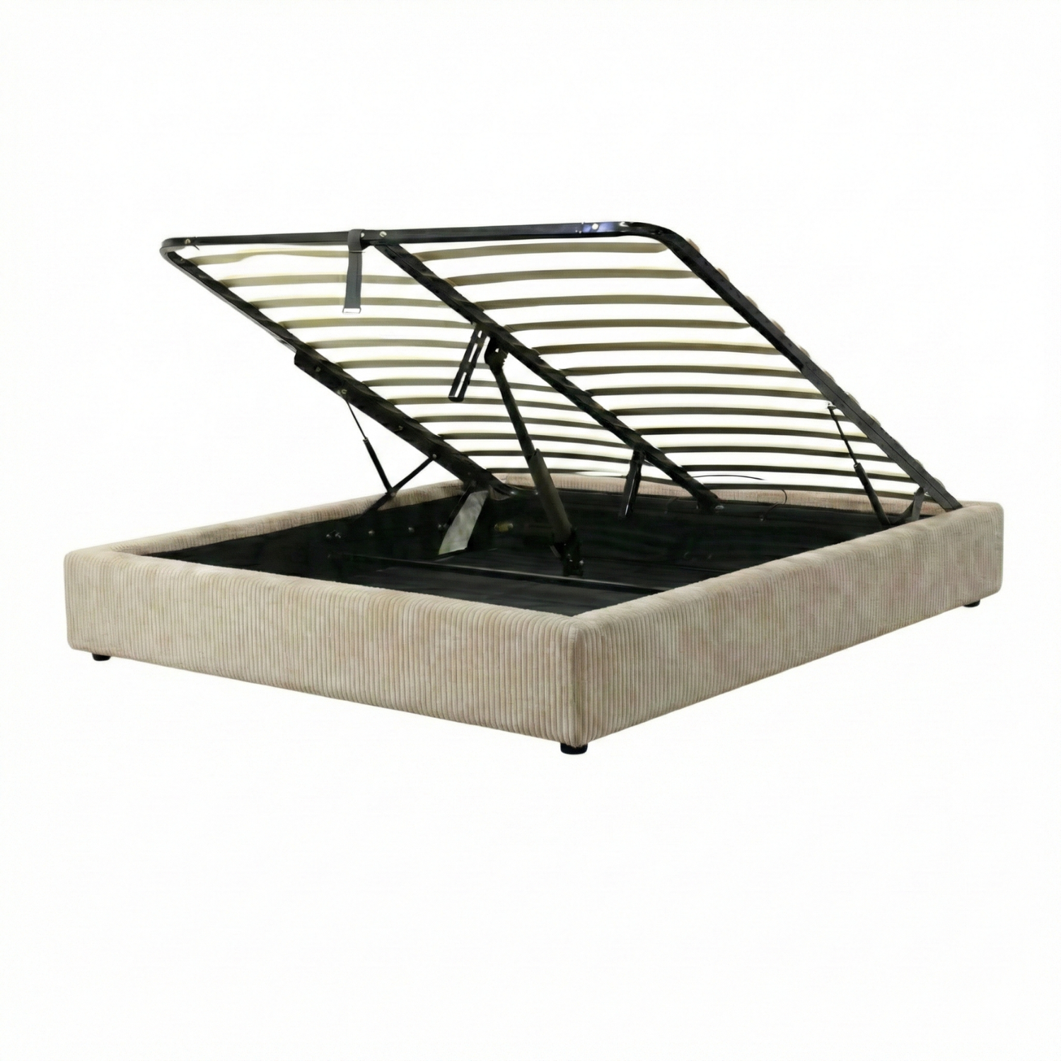 Lit coffre électrique velours côtelé, télécommande, sommier flexible - Collection Futura