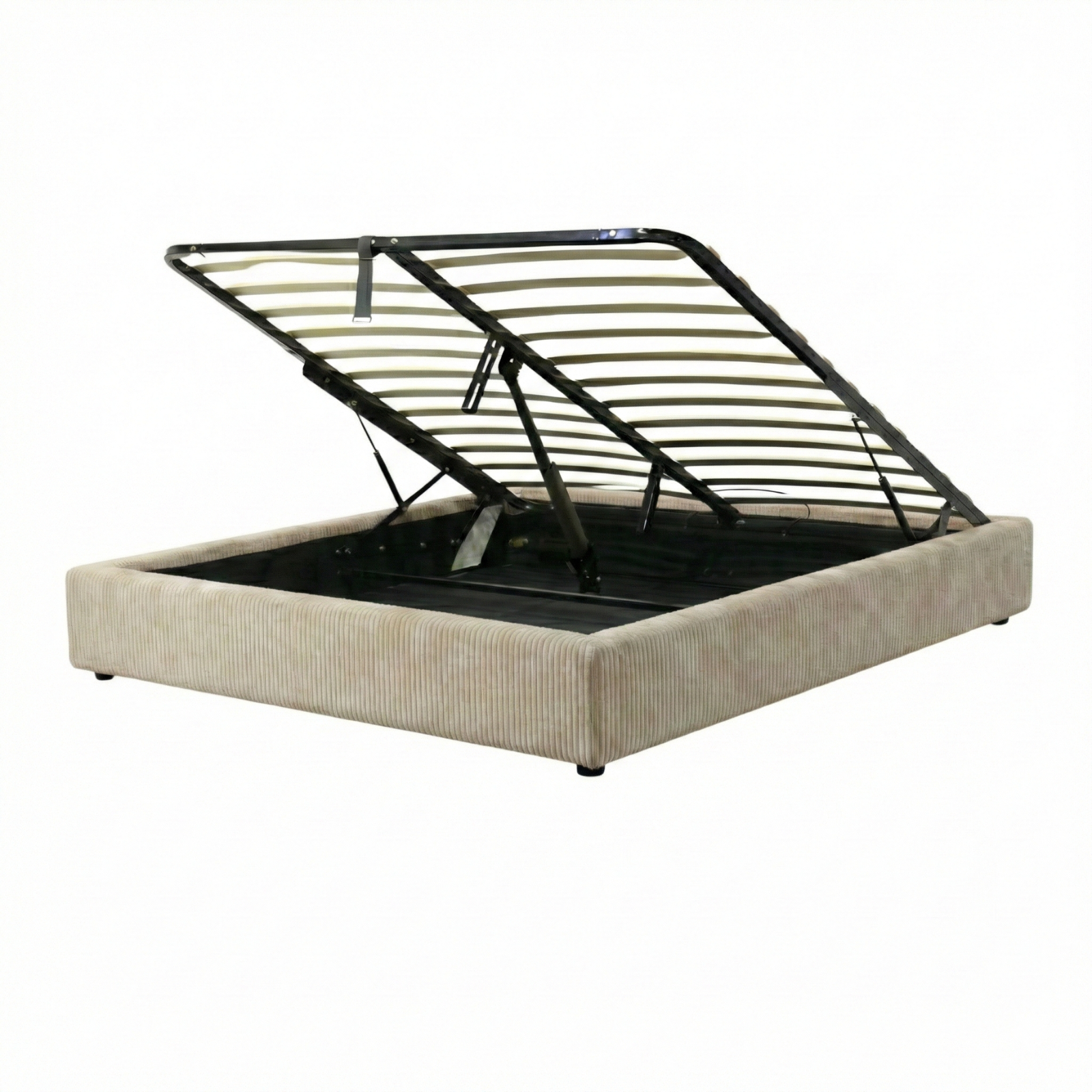 Lit coffre électrique velours côtelé, télécommande, sommier flexible - Collection Futura