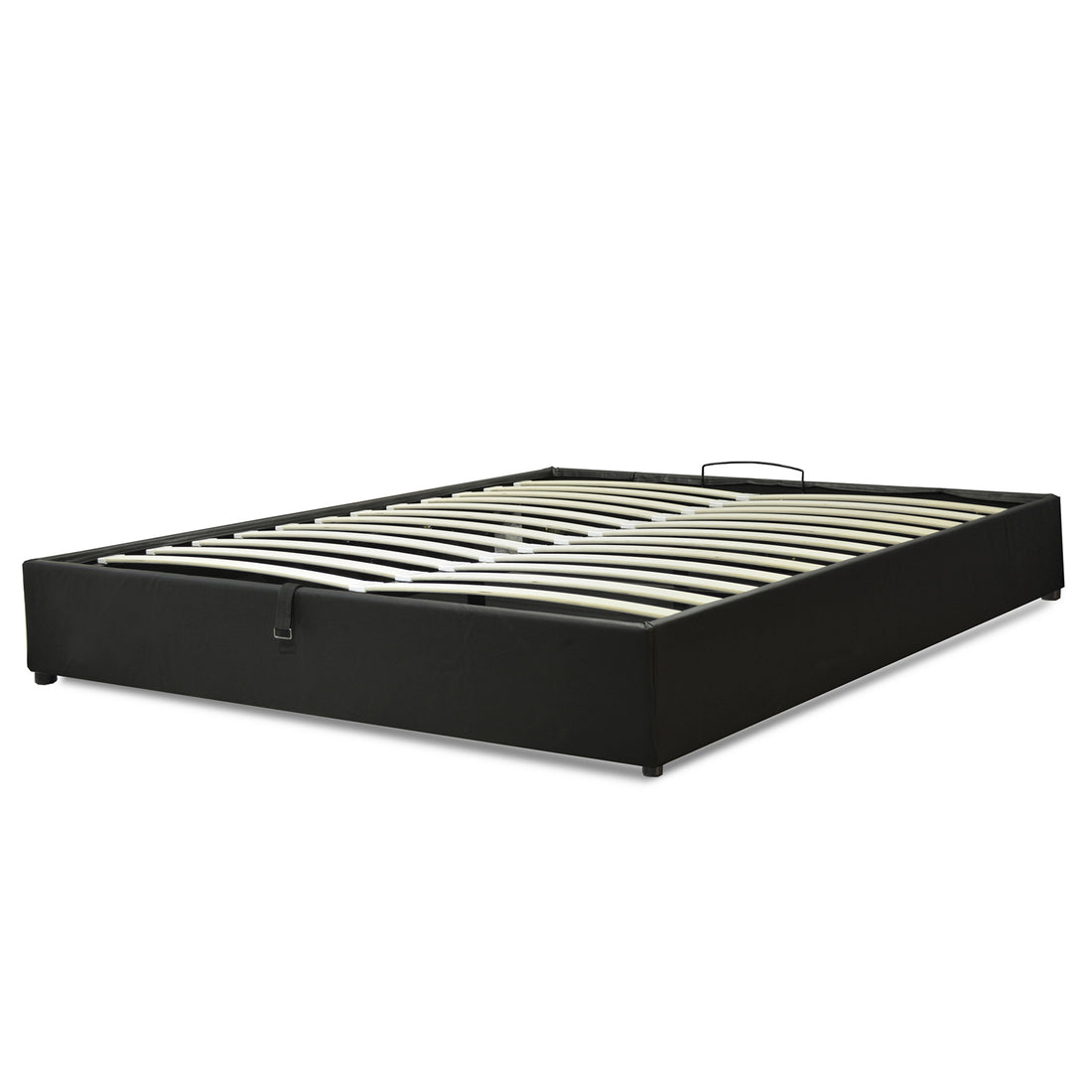 Lit coffre électrique simili cuir noir, télécommande, sommier flexible - Collection Futura
