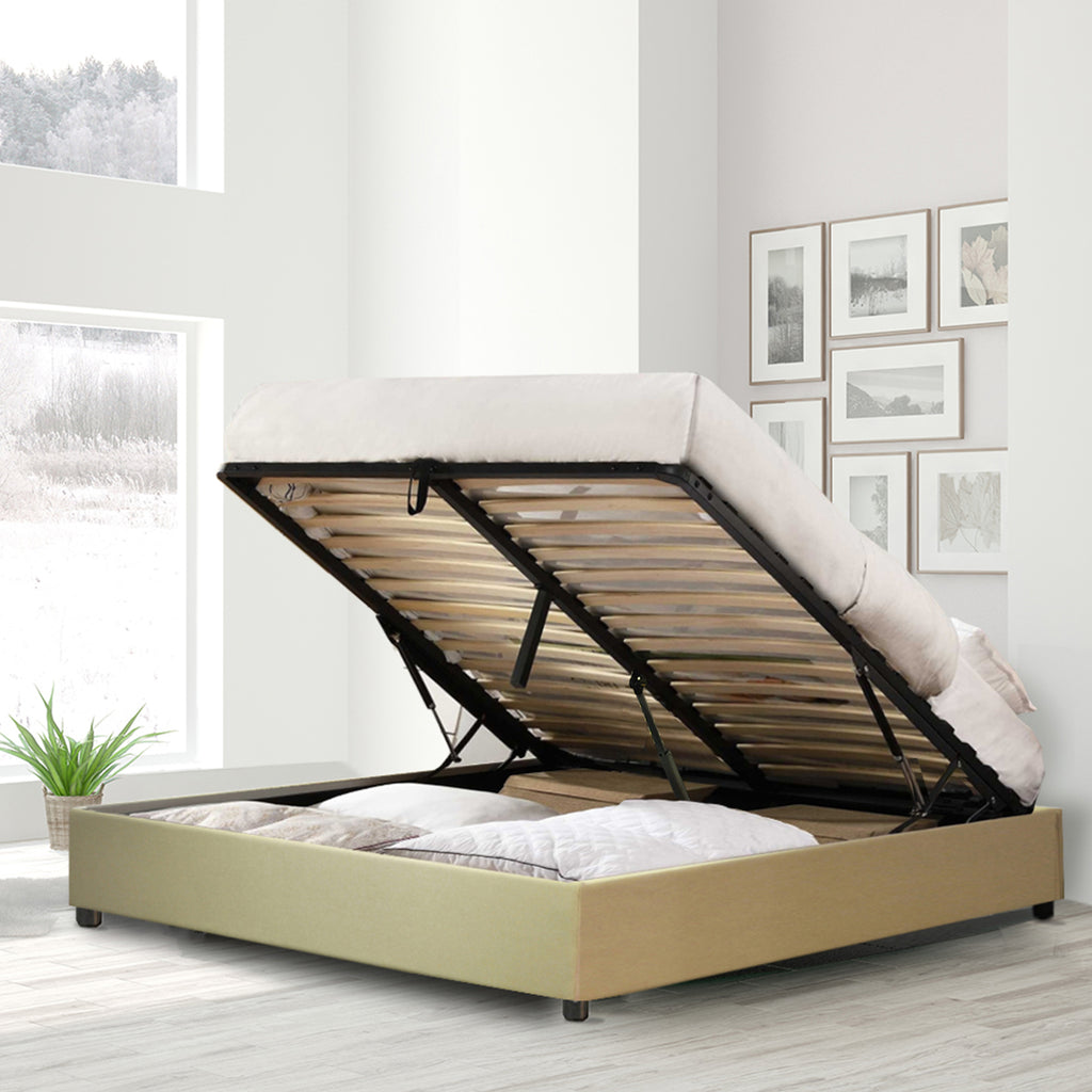 Lit coffre Futura Tissu Sable : Sommier électrique