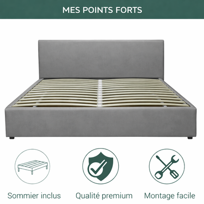 Futura – innovatives Klappbett mit Stauraum und Bezug aus weißem Kunstleder: automatisches Öffnen per Fernbedienung und flexibler Lattenrost aus Holz