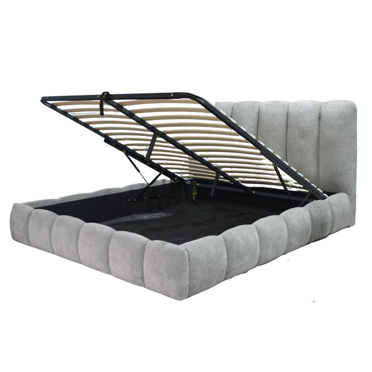 Lit coffre Everest, tête de lit, grand espace de stockage, tissu épais - Collection Everest
