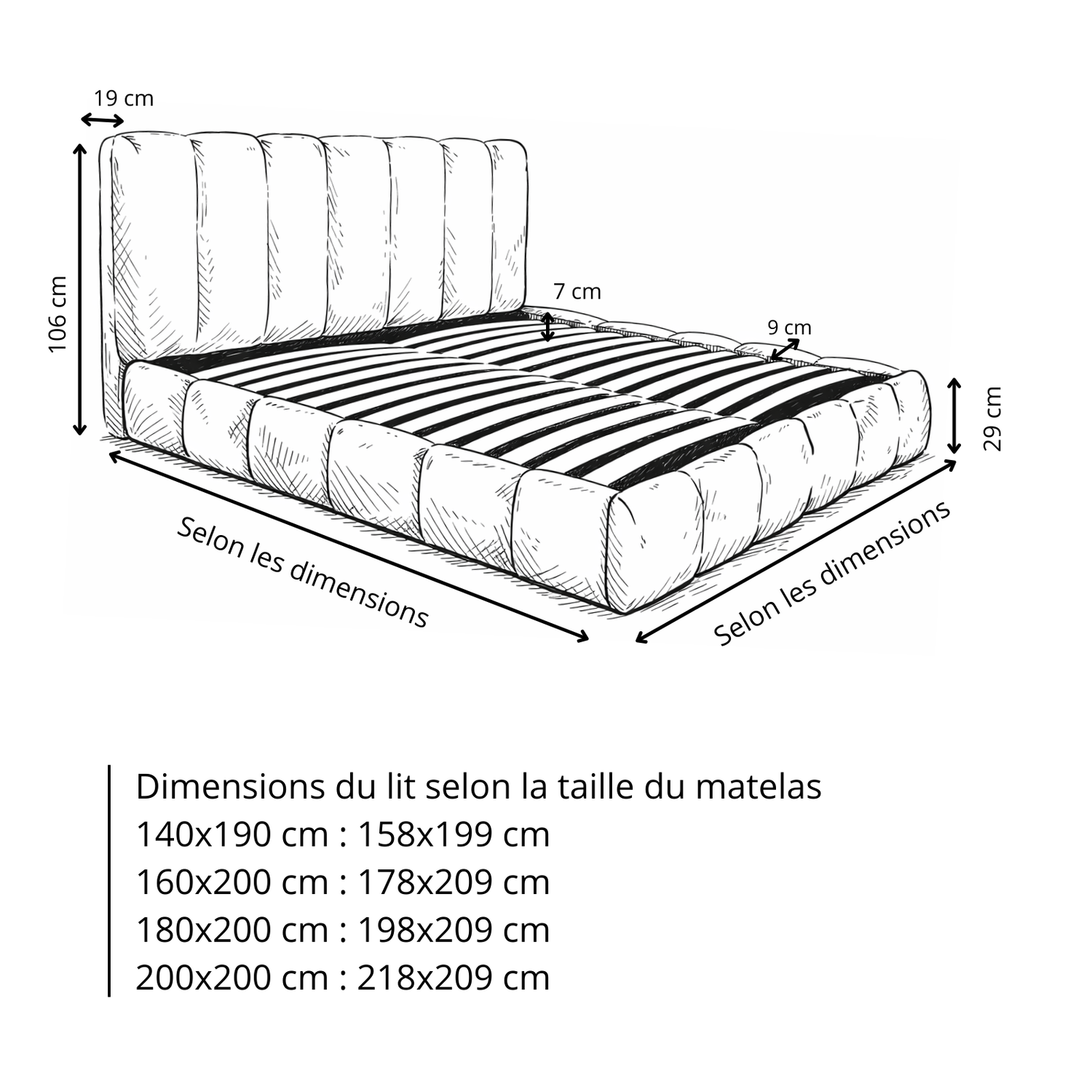 Lit coffre Everest, tête de lit, grand espace de stockage, tissu épais - Collection Everest