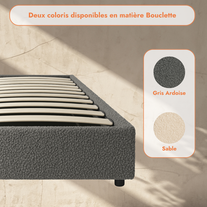 Lit coffre électrique bouclette, télécommande, sommier flexible - Collection Futura (Copie)