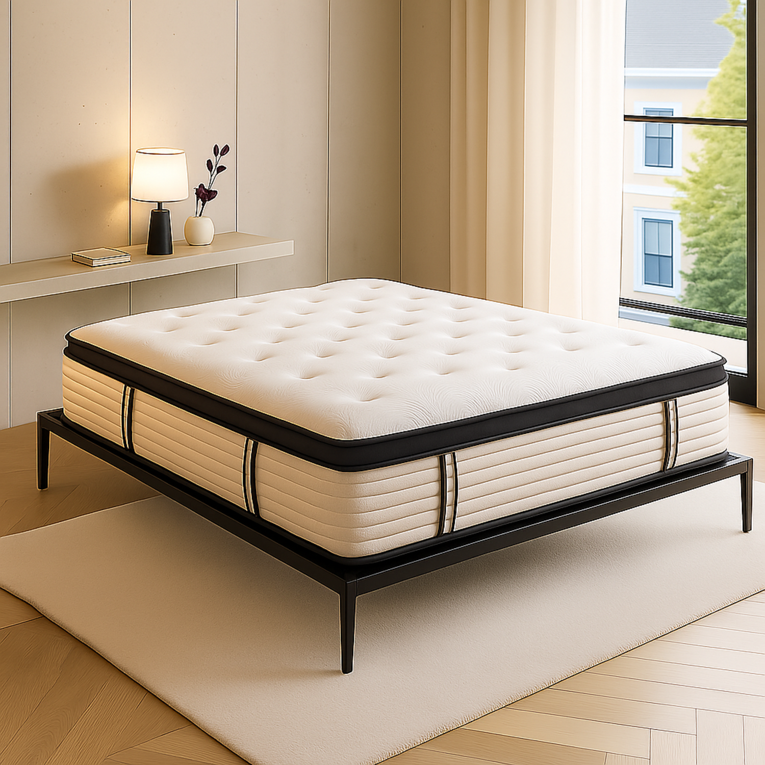 Sommier métallique style industriel, lattes larges, cadre à lattes - Collection Loft