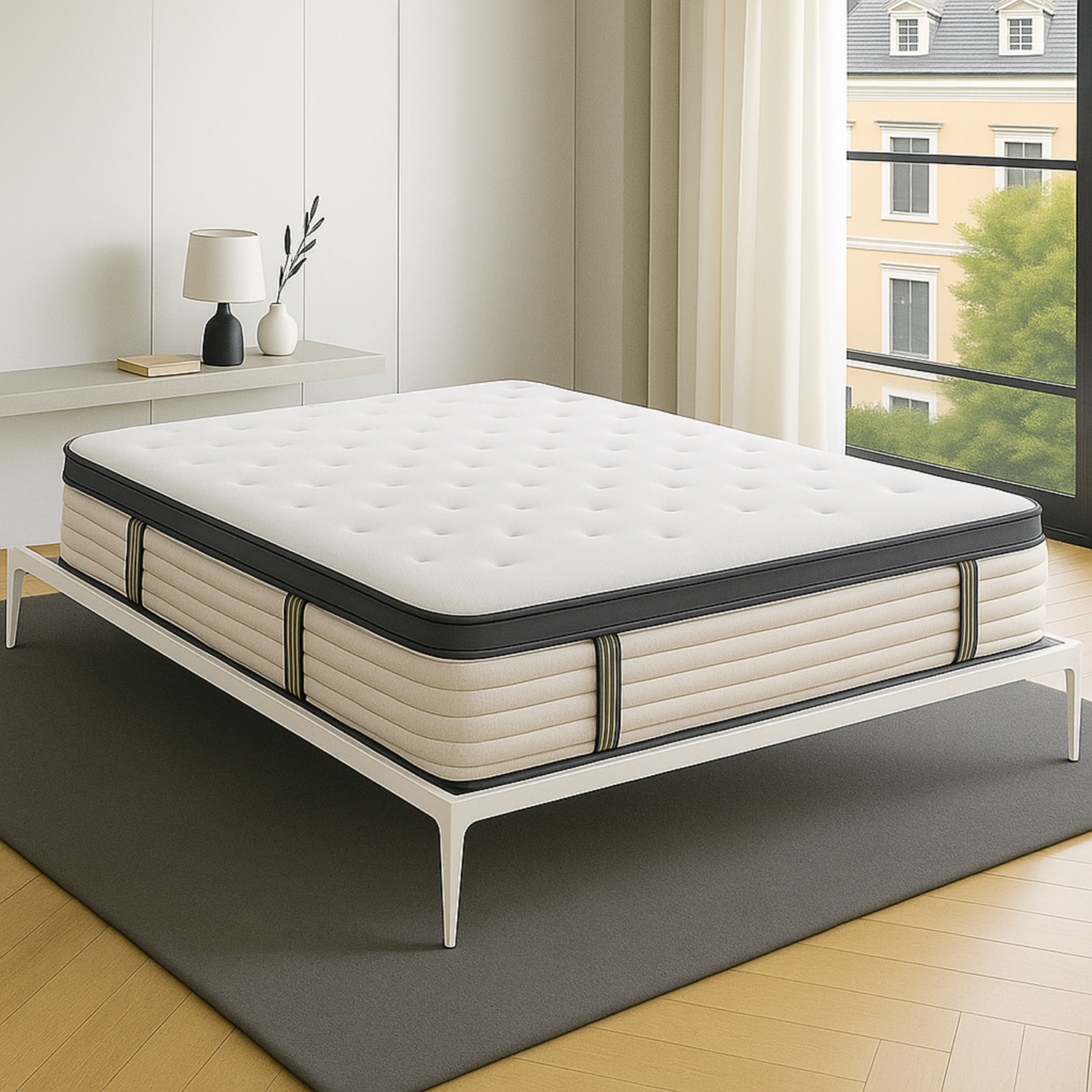 Sommier métallique style industriel, lattes larges, cadre à lattes - Collection Loft