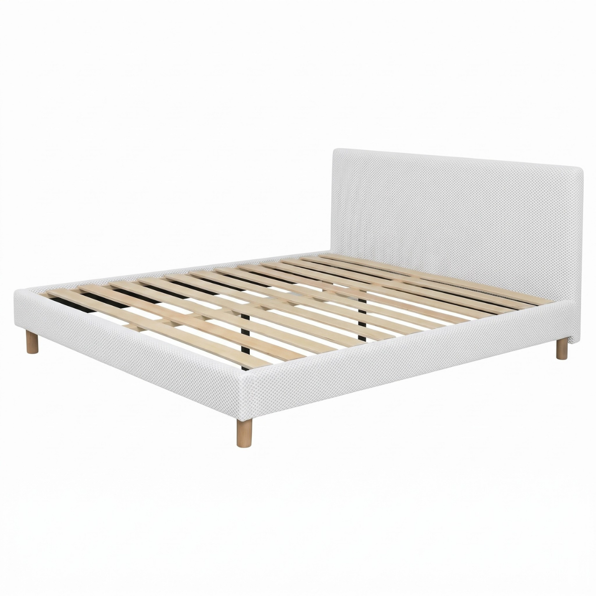 Lit tissu Mesh 3D, tête de lit, sommier à lattes bois - Collection Prince