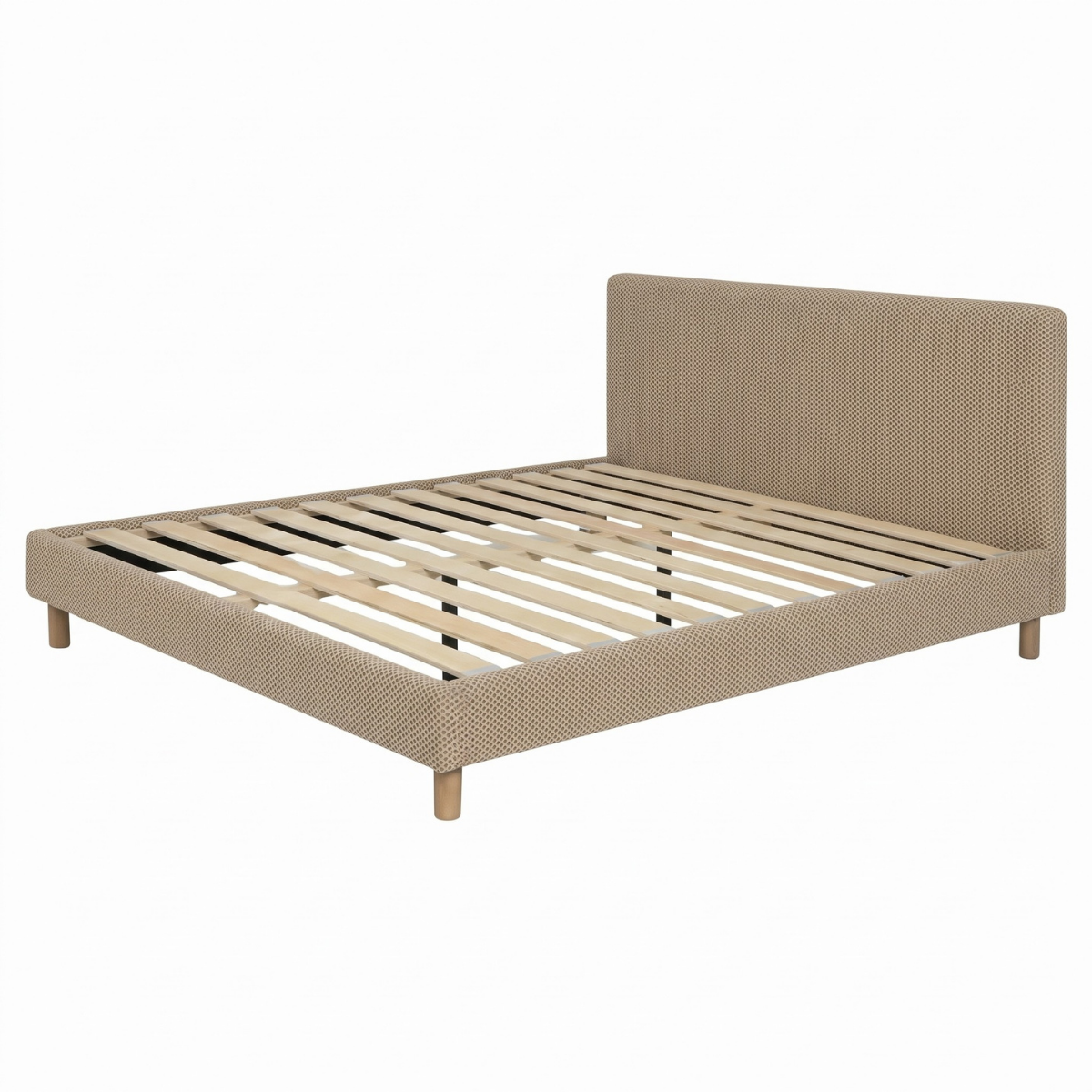Lit tissu Mesh 3D, tête de lit, sommier à lattes bois - Collection Prince