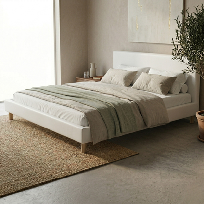 Faux leather bed, headboard, wooden slatted base - Prince Collection