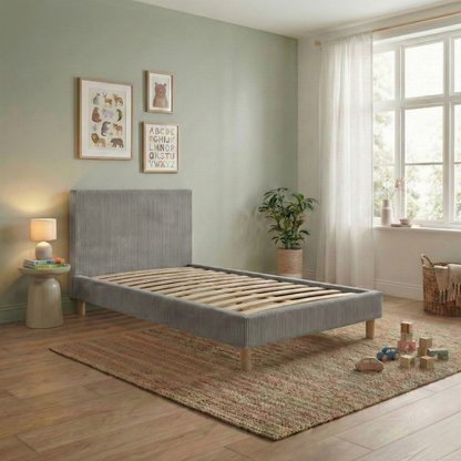 Lit enfant en velours côtelé : sommier à lattes et encadrement collection Anastasia