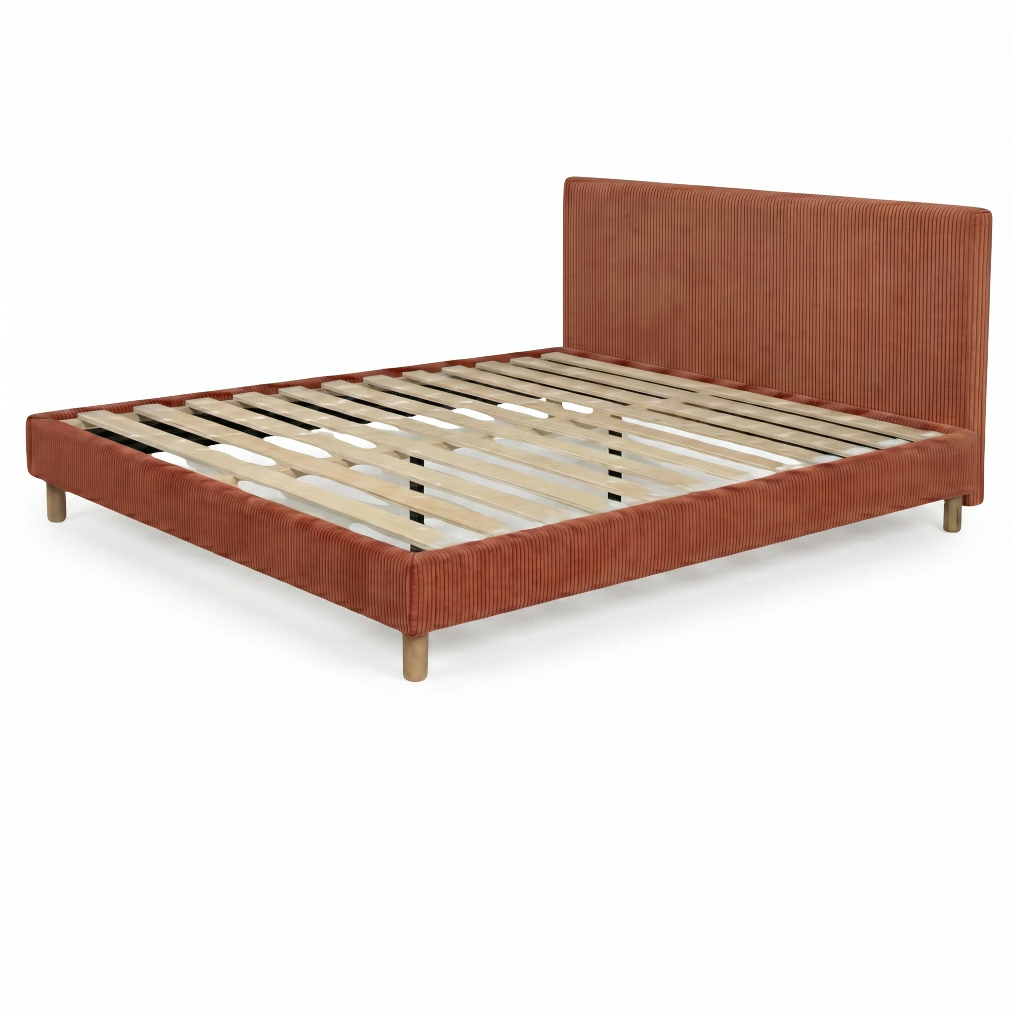 Corduroy bed, headboard, wooden slatted base - Prince Collection