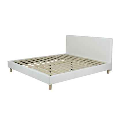 Faux leather bed, headboard, wooden slatted base - Prince Collection